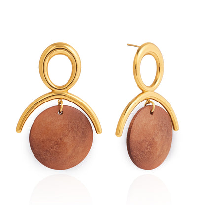 Gaia Gold & Wood Sculptural Earrings