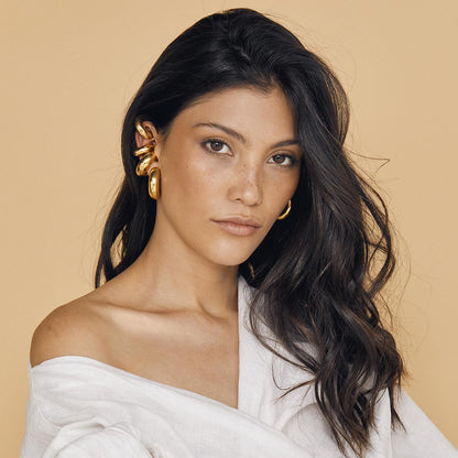 Dome Huggie Earrings – Gold Tone