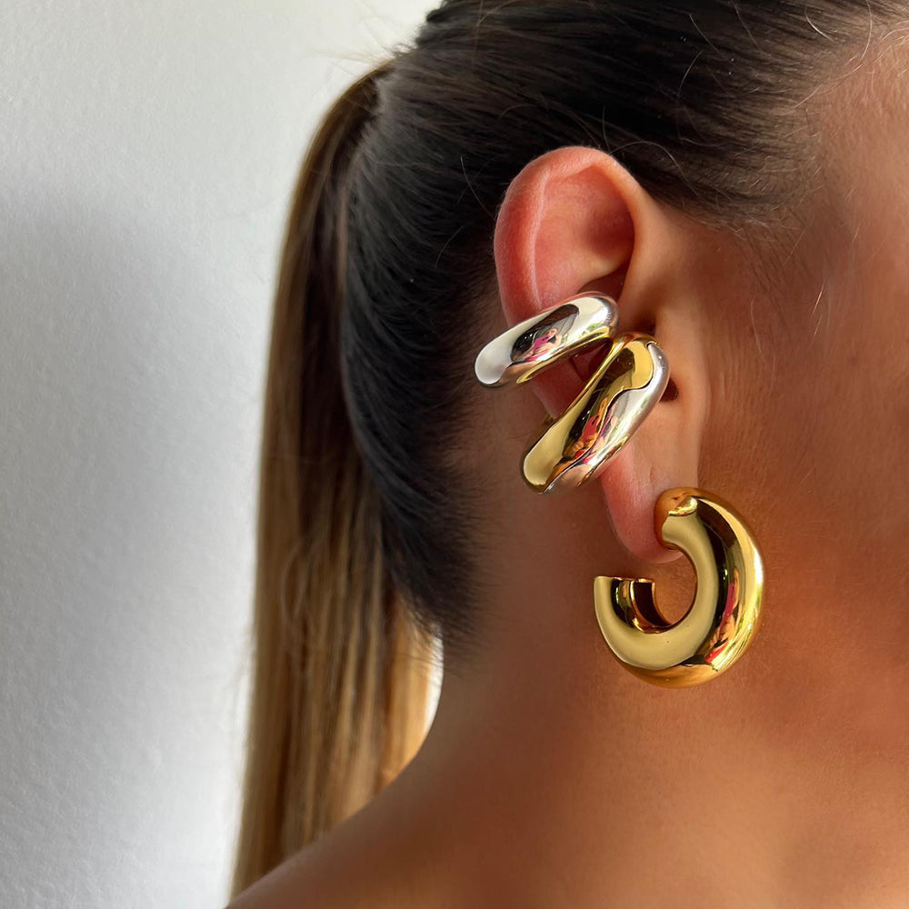 Dome Huggie Earrings – Gold Tone