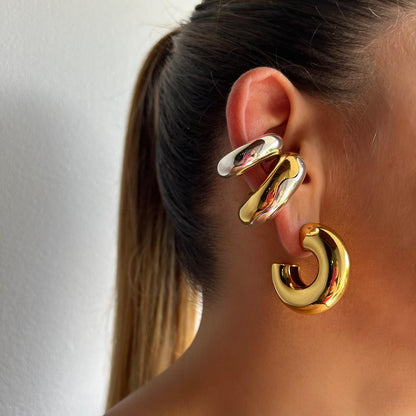Dome Huggie Earrings – Gold Tone