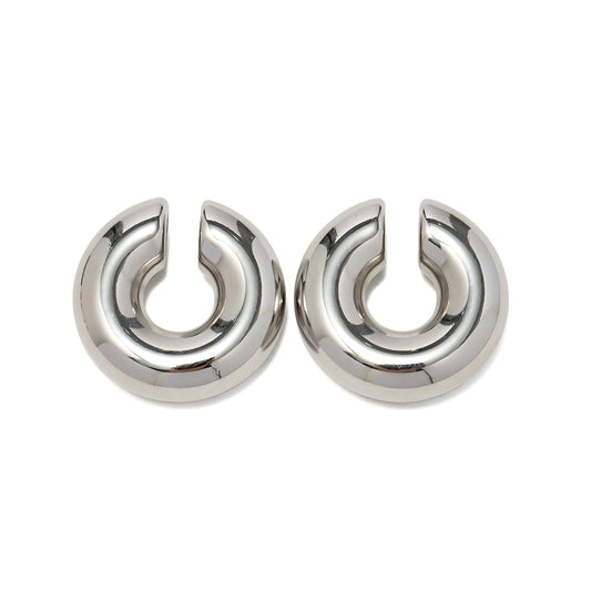 Dome Huggie Earrings – Silver Tone