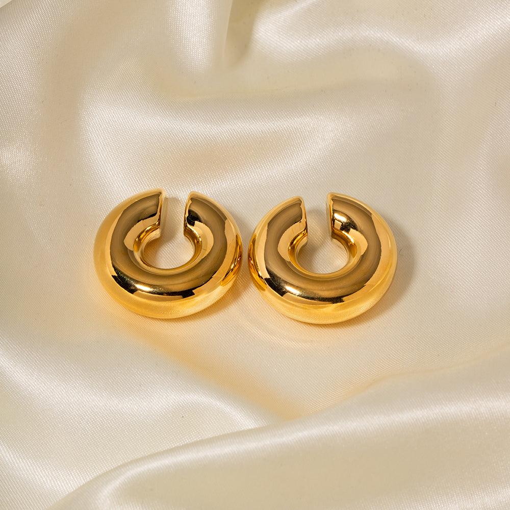 Dome Huggie Earrings – Gold Tone