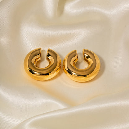 Dome Huggie Earrings – Gold Tone
