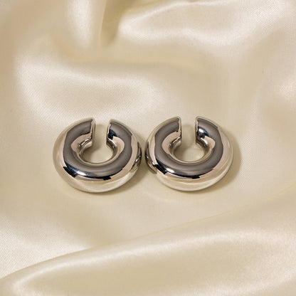 Dome Huggie Earrings – Silver Tone