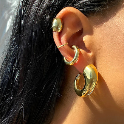 Dome Huggie Earrings – Gold Tone,