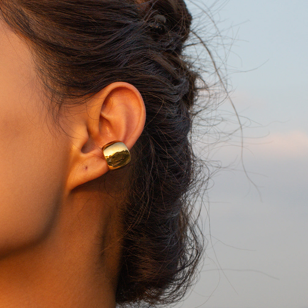 Dome Huggie Earrings – Gold Tone,