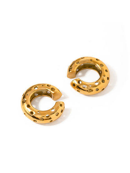 Gold Perforated Hoop Earrings