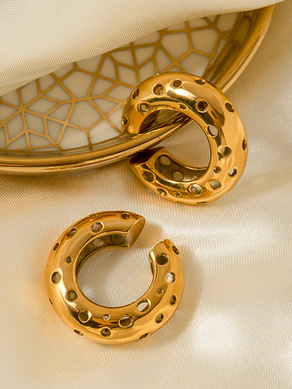 Gold Perforated Hoop Earrings