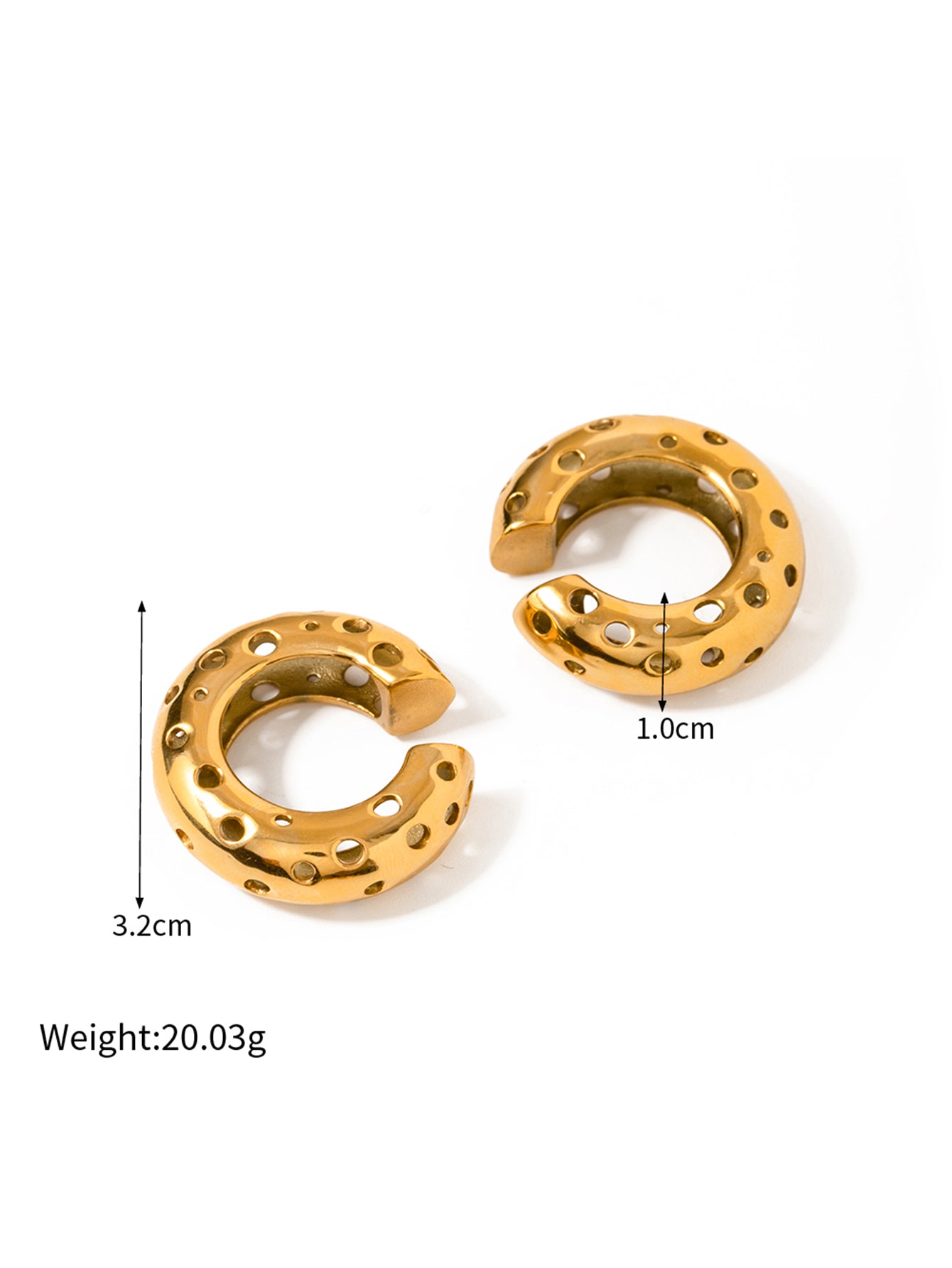 Gold Perforated Hoop Earrings