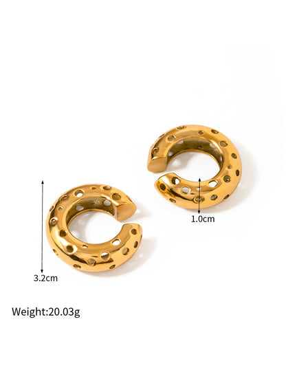 Gold Perforated Hoop Earrings