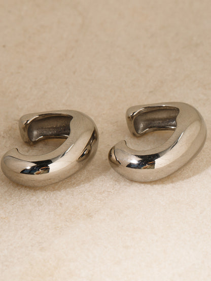 Silver Organic Huggie Earcuffs for Women