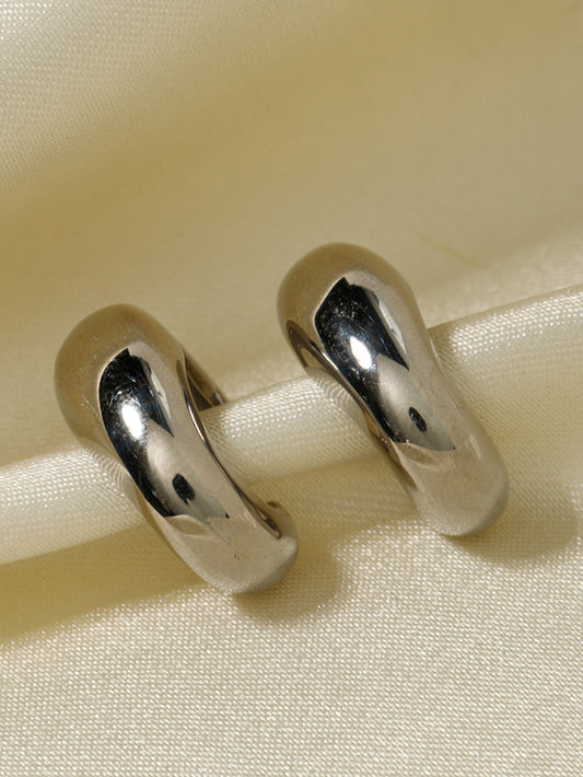 Silver Organic Huggie Earcuffs for Women