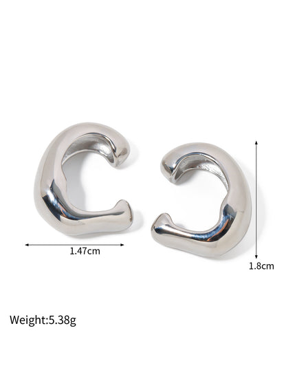 Silver Organic Huggie Earcuffs for Women