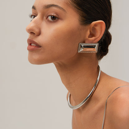 Sleek Silver Torque Necklace