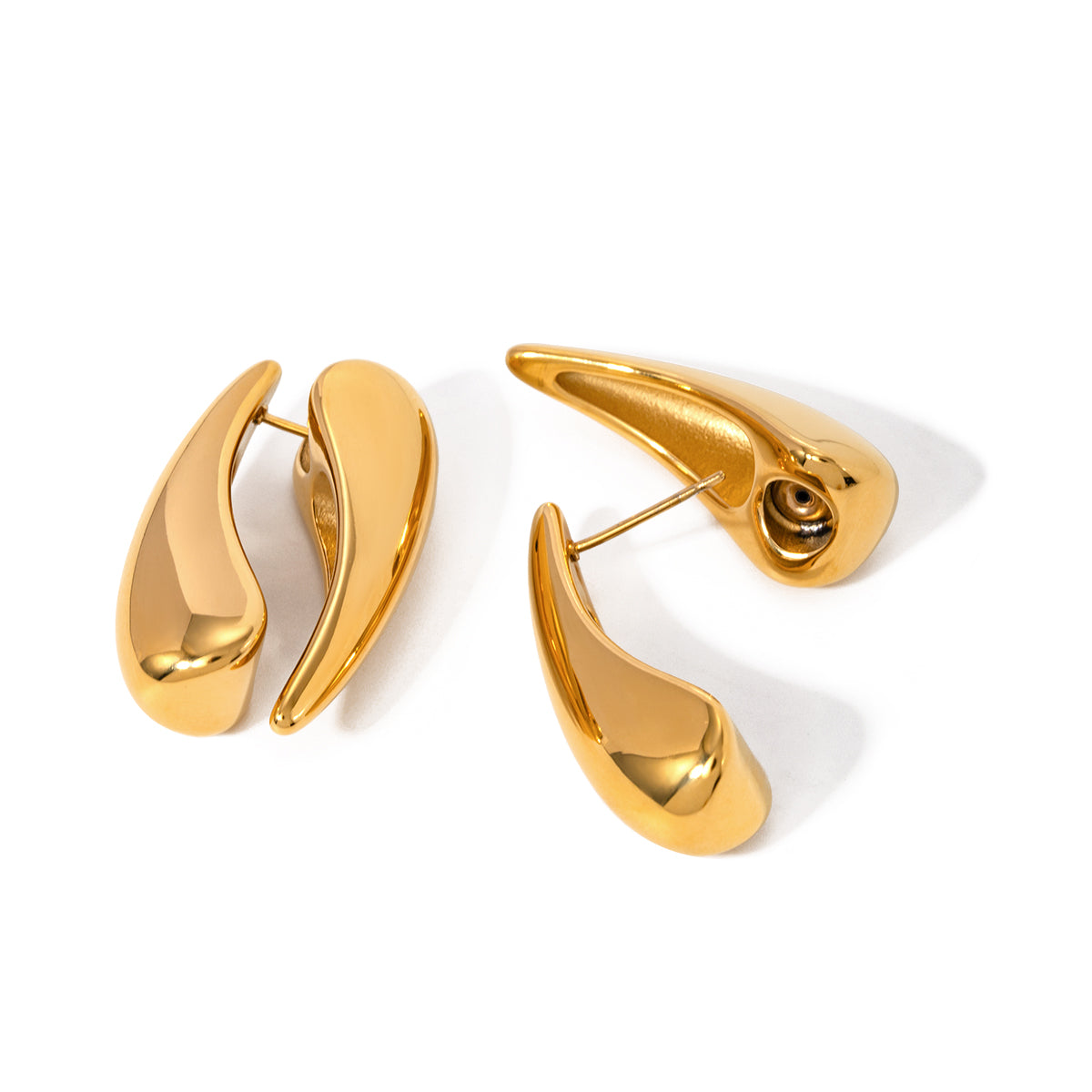 Abstract Gold Flame Earrings