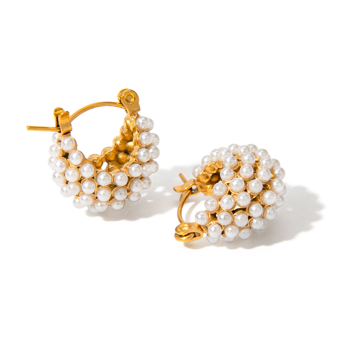 Clustered Pearl Hoop Earrings
