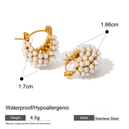 Clustered Pearl Hoop Earrings