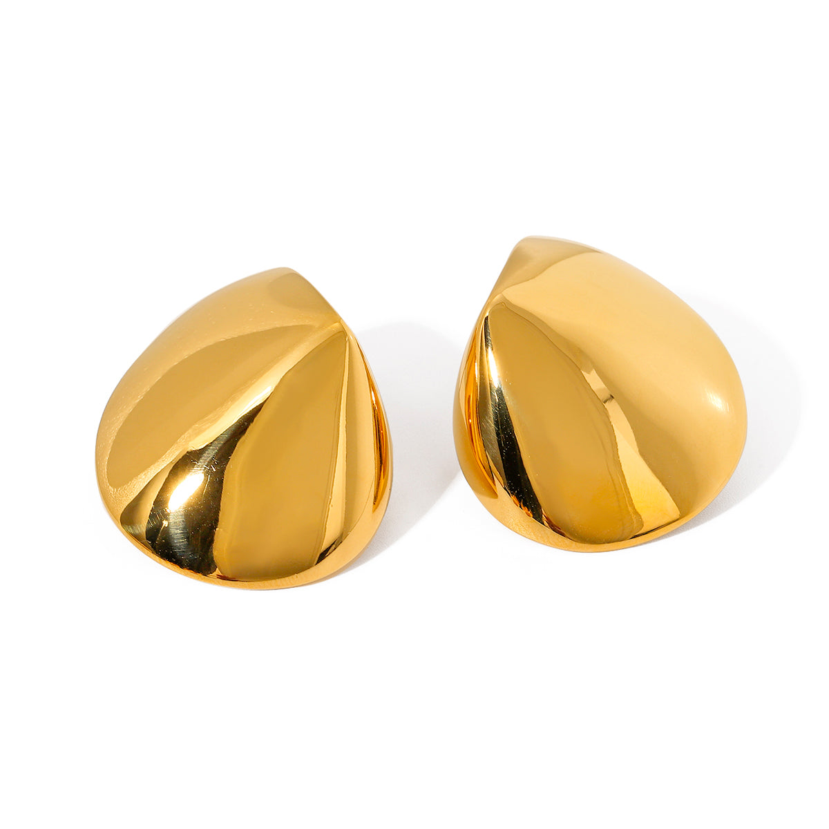 Gold Petal Stud Earrings for Women – Minimal Sculpted Shine