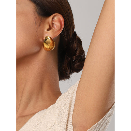 Gold Petal Stud Earrings for Women – Minimal Sculpted Shine
