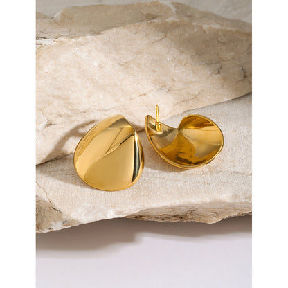 Gold Petal Stud Earrings for Women – Minimal Sculpted Shine
