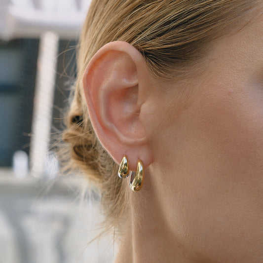 Two-Tone Teardrop Huggie Earrings