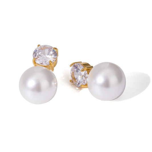 Classic Pearl & Crystal Stud Earrings