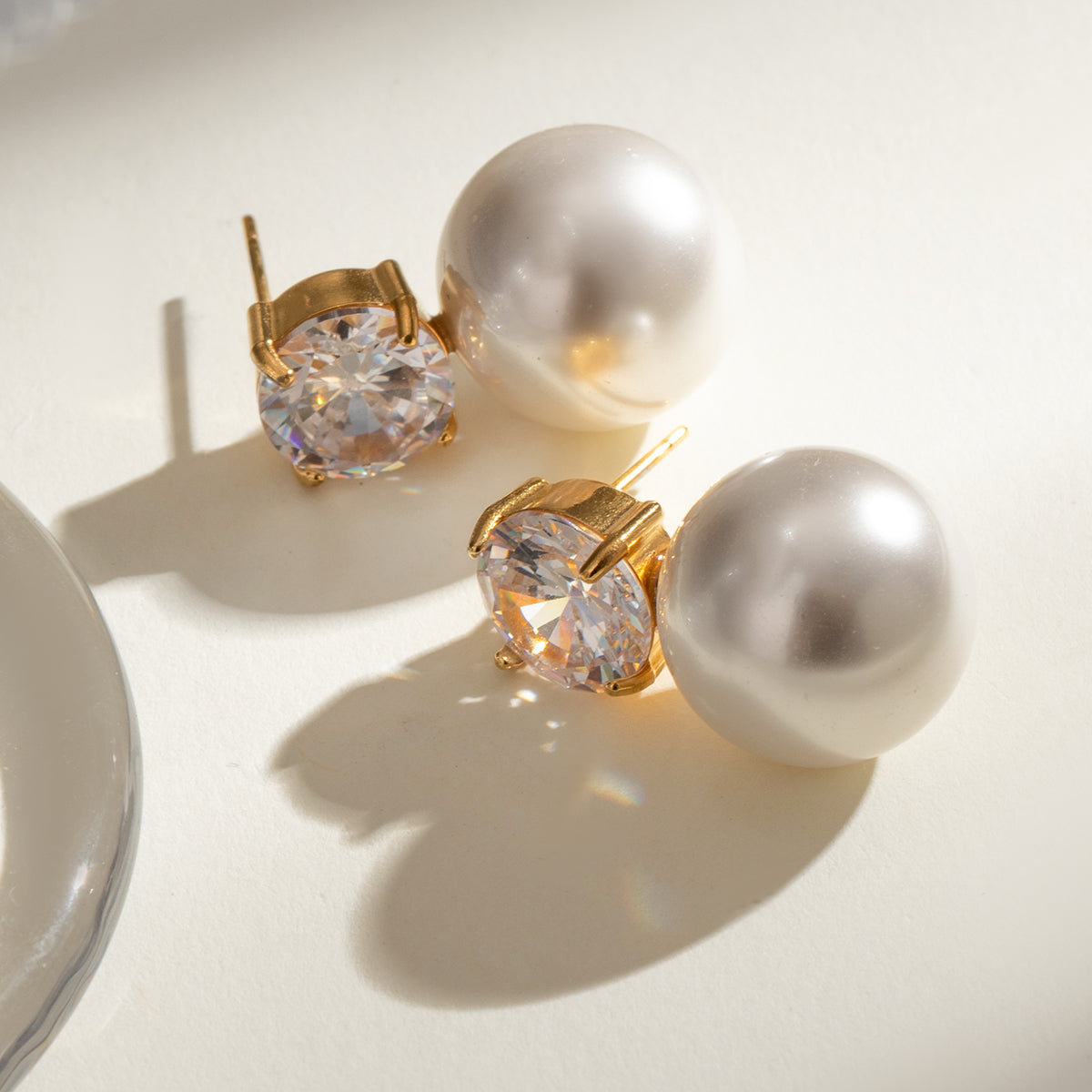 Classic Pearl & Crystal Stud Earrings