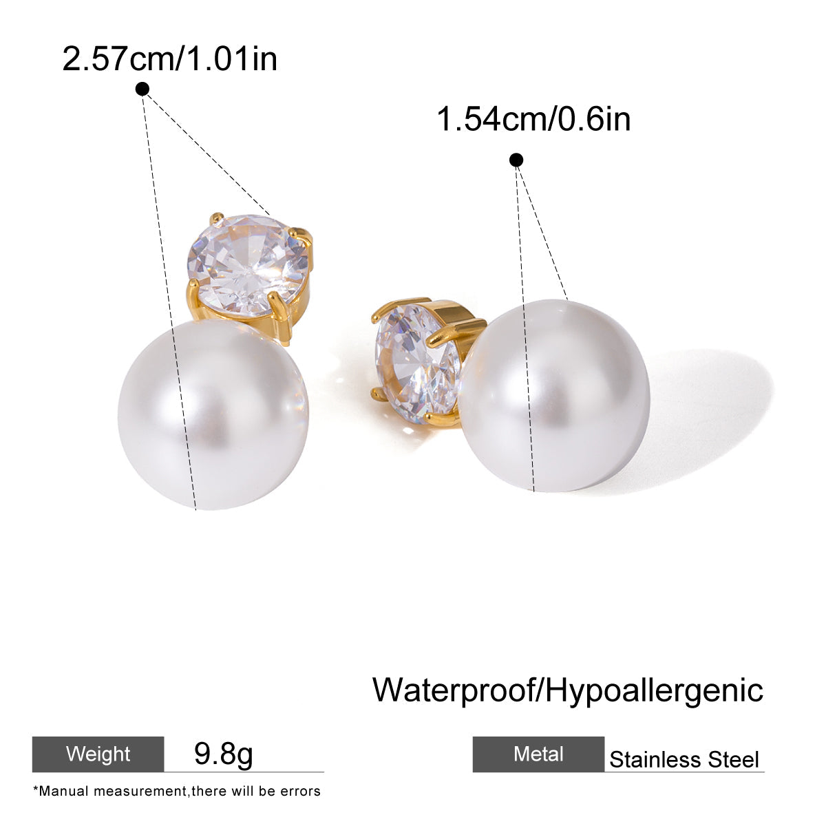 Classic Pearl & Crystal Stud Earrings