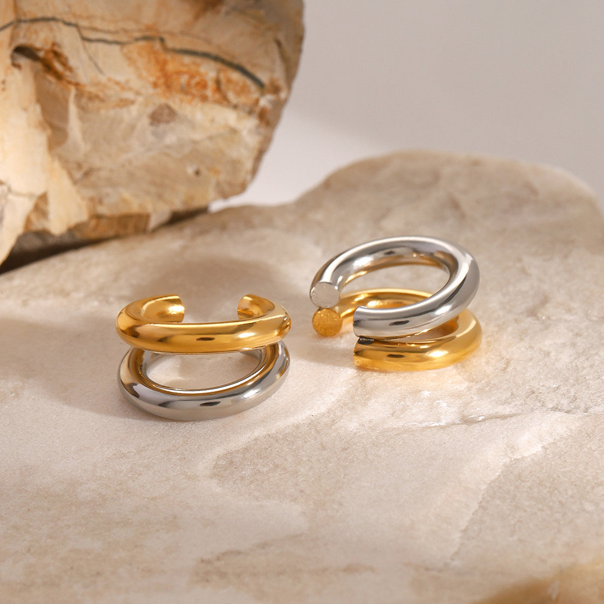 Meridian Mixed-Metal Double Band Cuffs