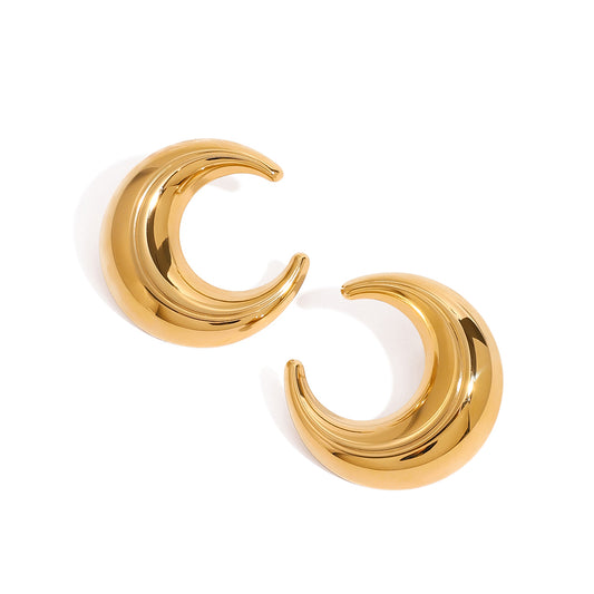 Chunky Gold Crescent Hoop Earrings