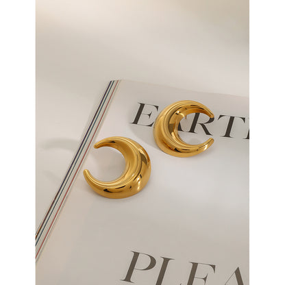 Chunky Gold Crescent Hoop Earrings