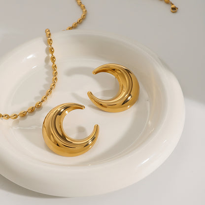 Chunky Gold Crescent Hoop Earrings