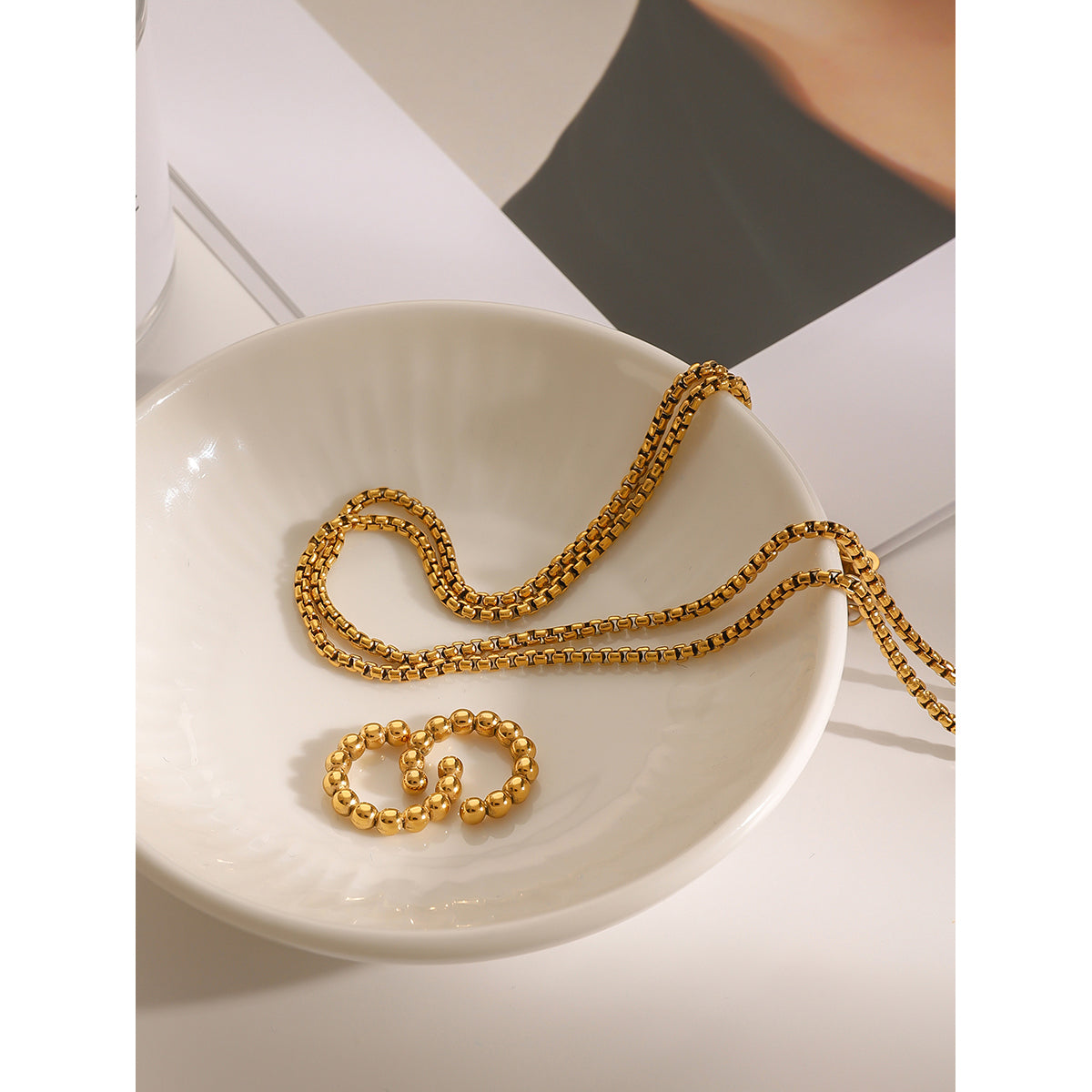 Gold Beaded Ear Cuff (No Piercing)