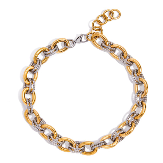 Two‑Tone Chunky Necklace – Gold & Silver Rope Link