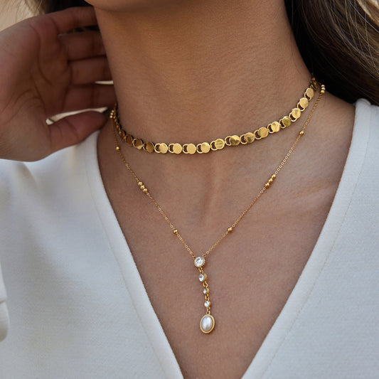 Solstice Disc Link Collar Necklace