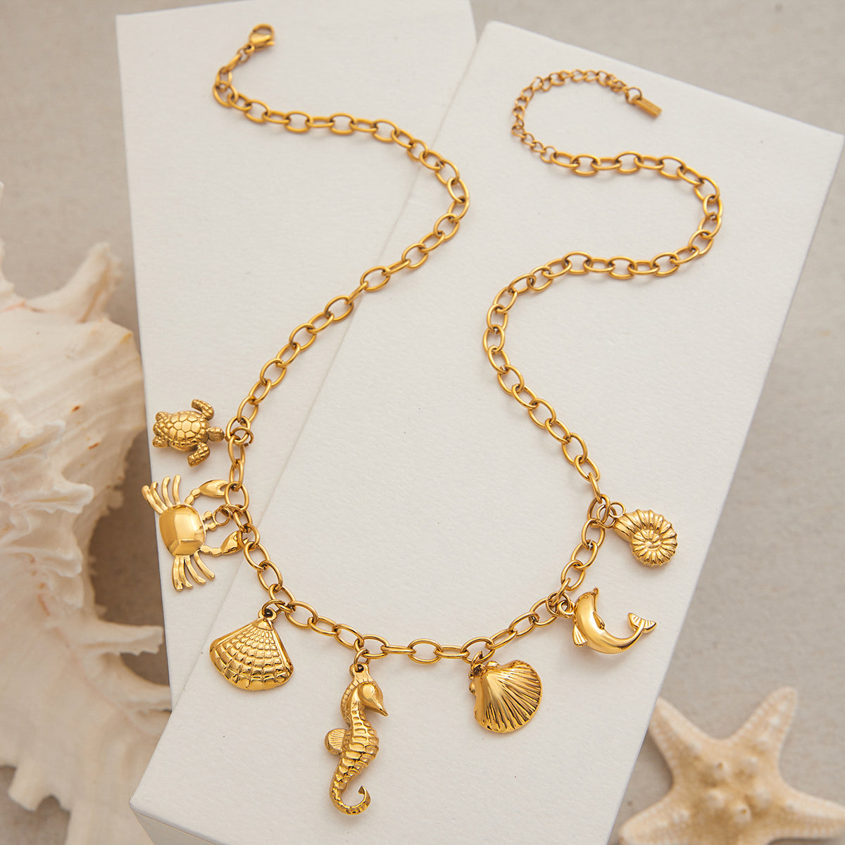 Ocean Charms Gold Necklace
