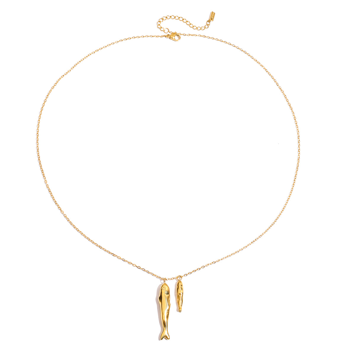 Sculptural Double Fish Pendant Necklace