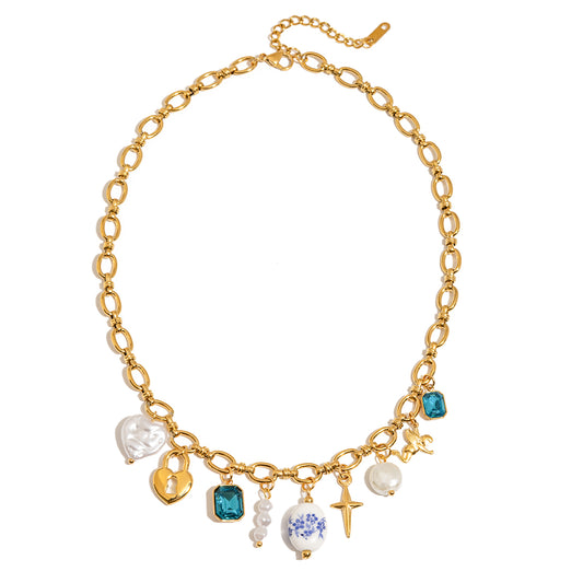 Vintage Blue Charm Necklace