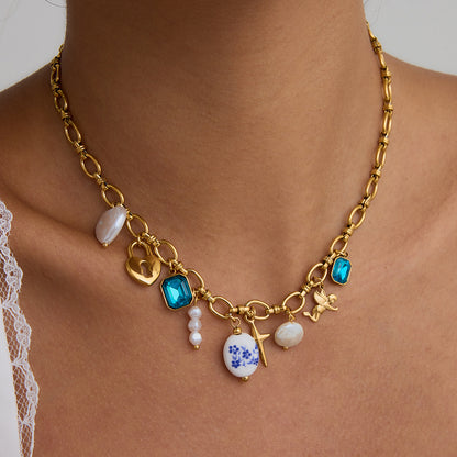 Vintage Blue Charm Necklace