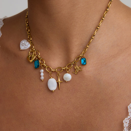 Vintage Blue Charm Necklace