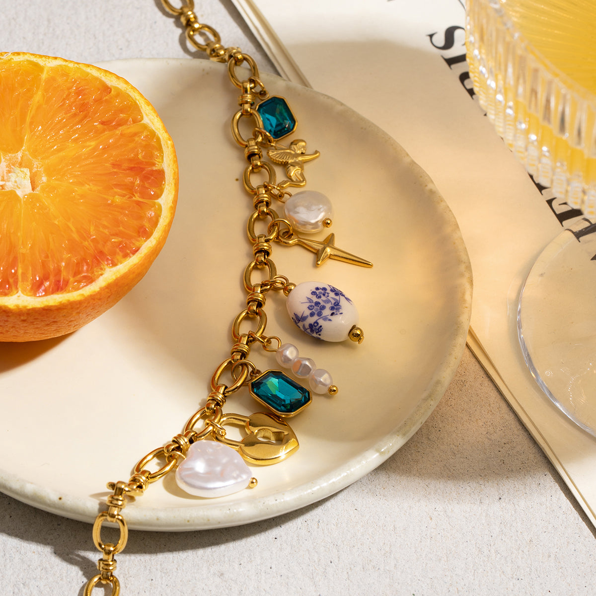 Vintage Blue Charm Necklace