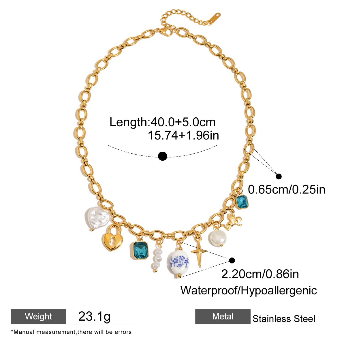 Vintage Blue Charm Necklace