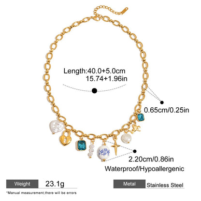 Vintage Blue Charm Necklace
