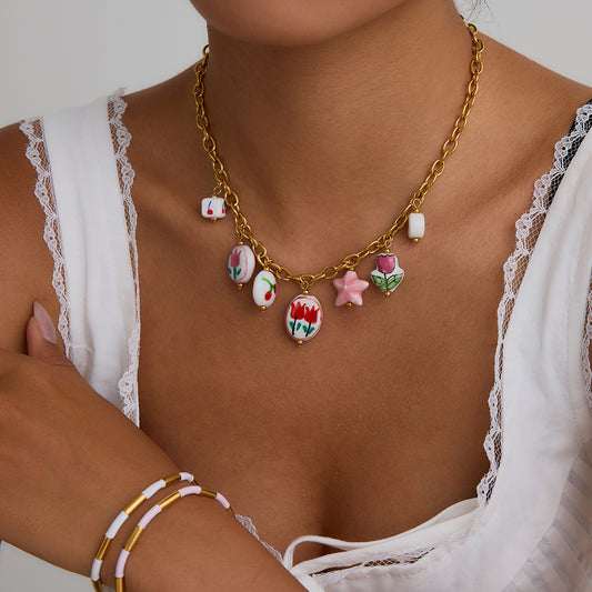 Pastel Ceramic Charm Necklace