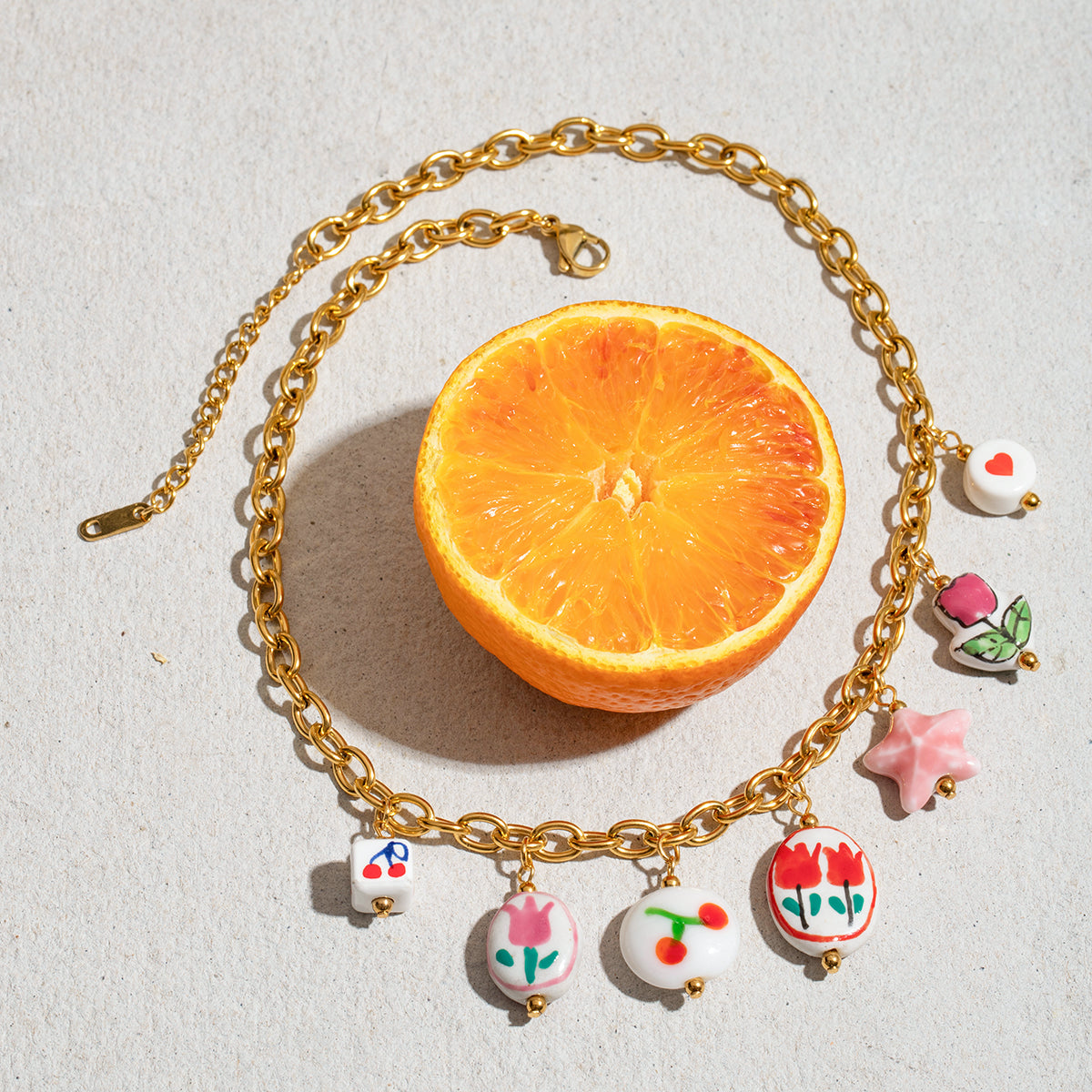 Pastel Ceramic Charm Necklace