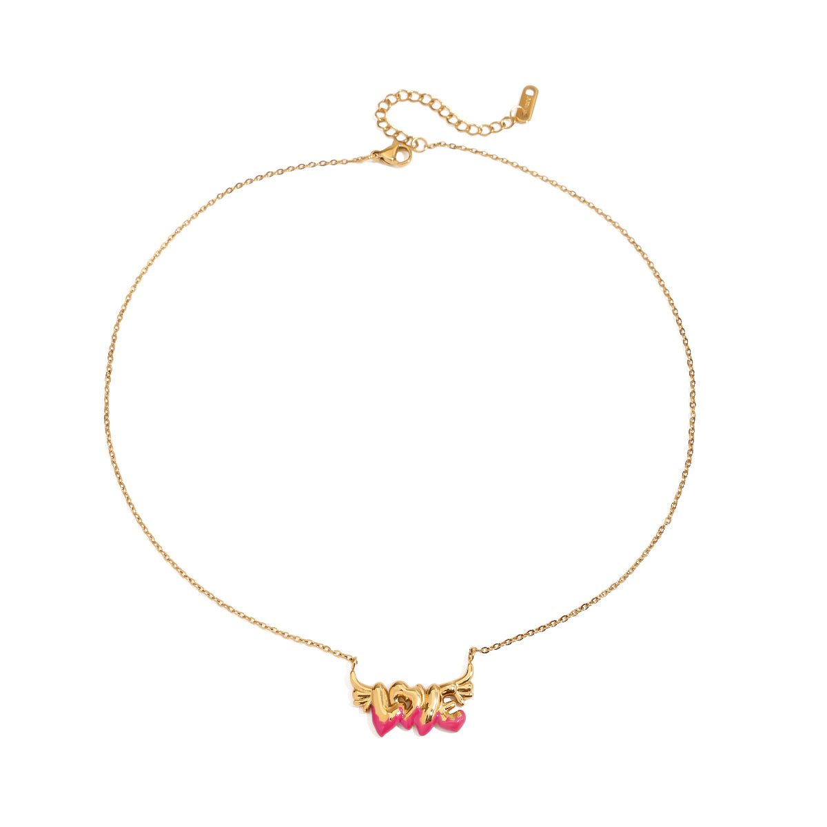 Love Script Enamel Necklace
