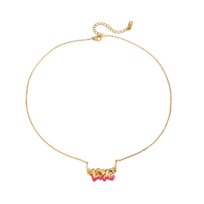 Love Script Enamel Necklace