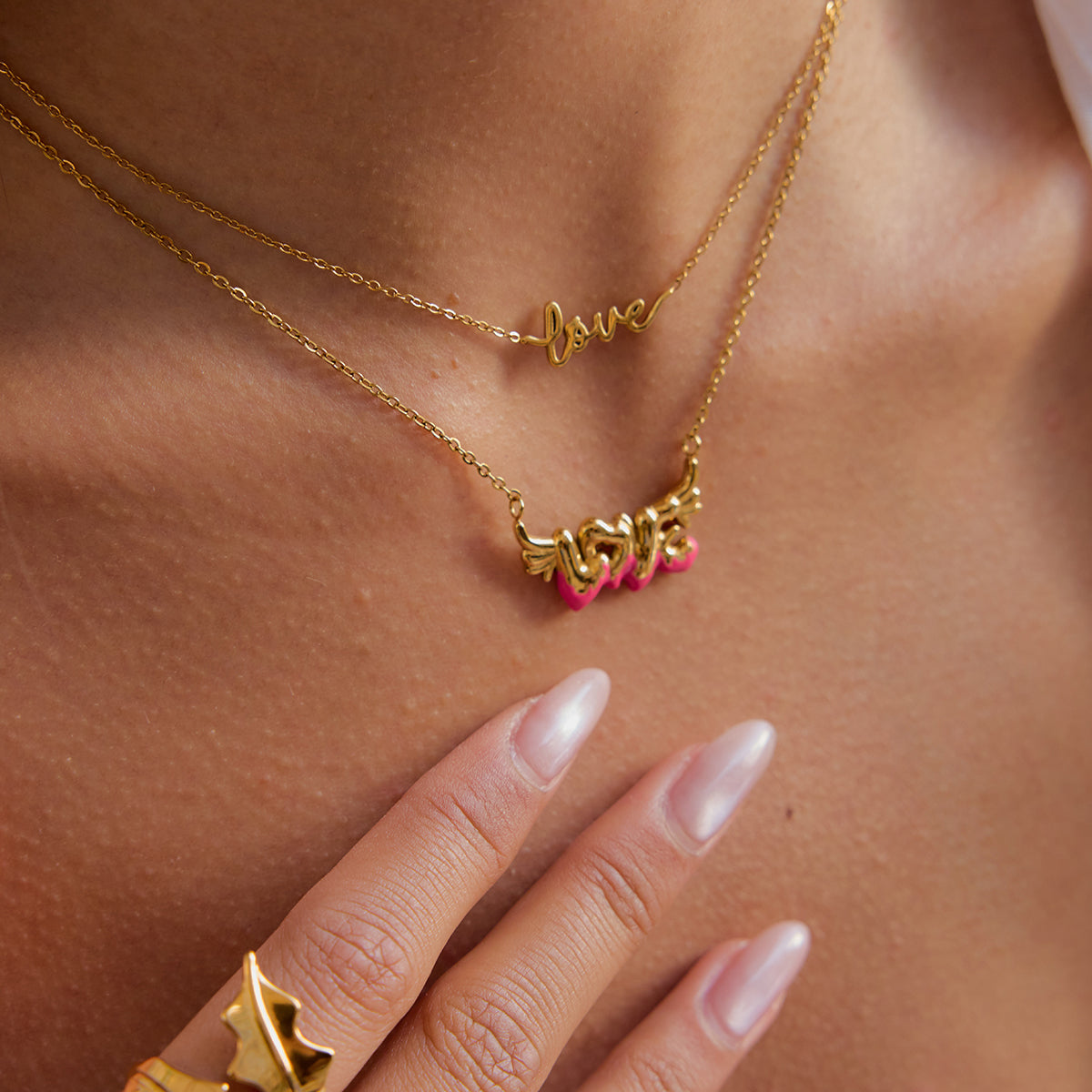 Love Script Enamel Necklace
