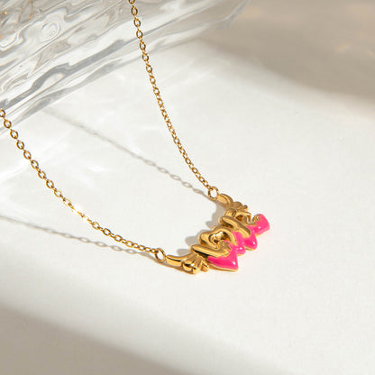 Love Script Enamel Necklace