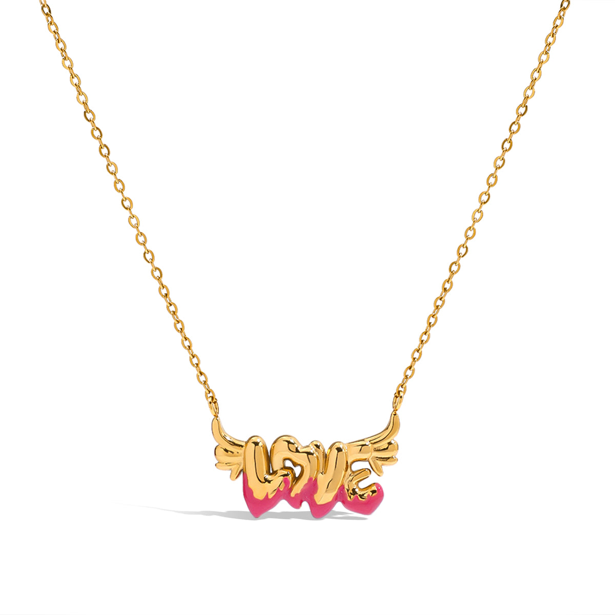 Love Script Enamel Necklace